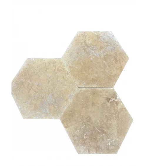 Travertin hexagonal adouci rebouché 30x30 ep.12mm