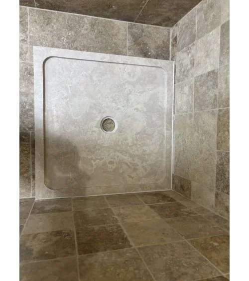 Receveur en pierre naturelle de travertin pleine masse bac a douche en travertin eos carrelage